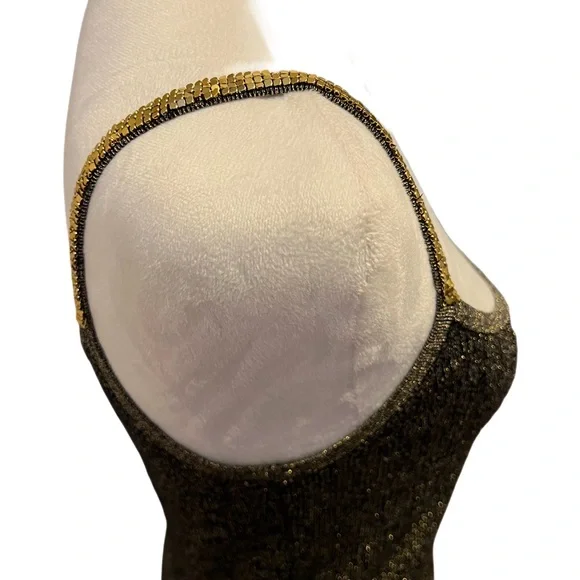 NWOT MICHELLE ANTONELLI womens M silk blend black metallic tank top - Picture 7 of 10